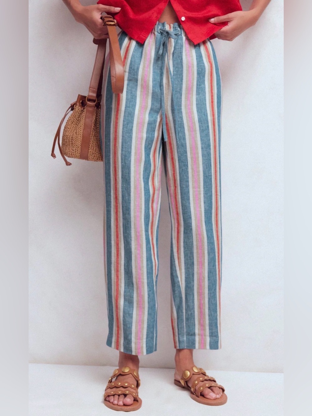 NEW Boden Islington Linen Crop Pants 12